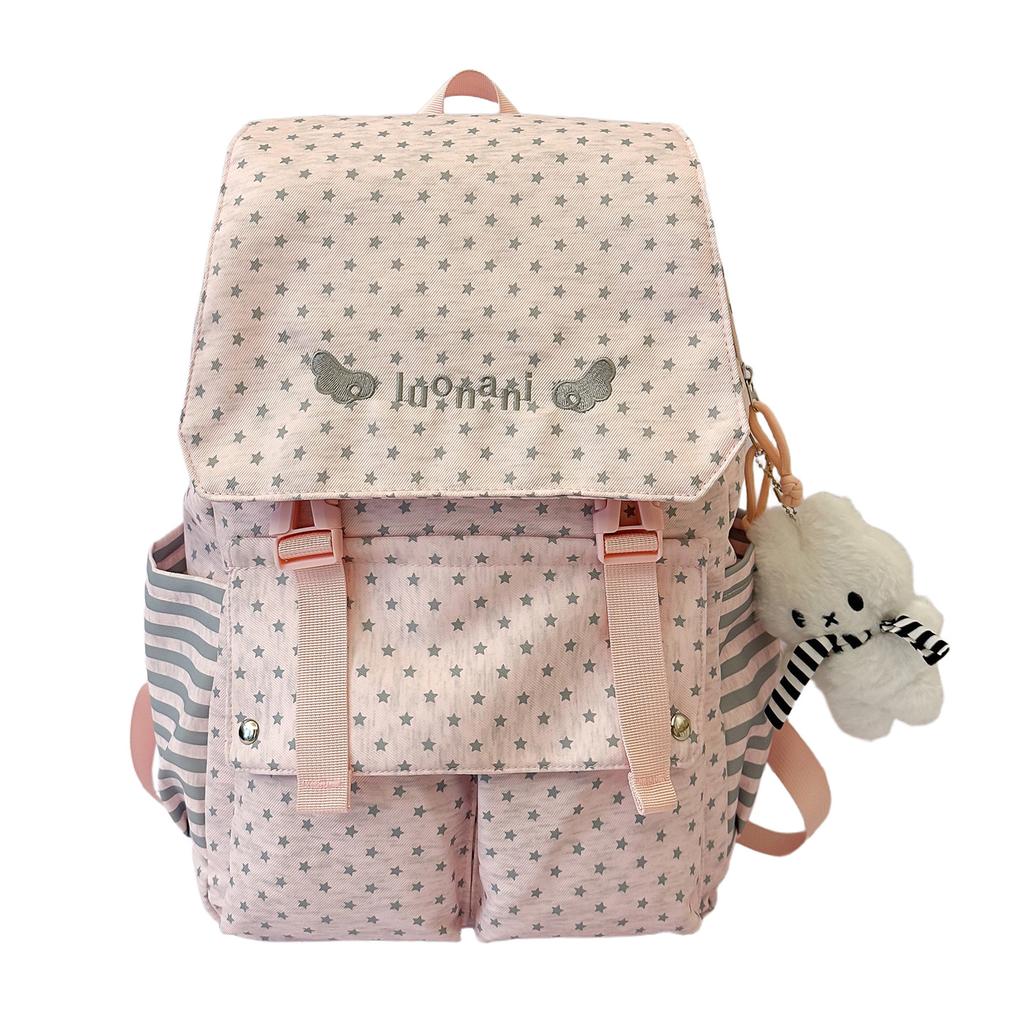 Schoolbag Korean Ins Functional Wind Korean Polka Dot Backpack New Versatile Large Capacity Student Class Leisure Bag