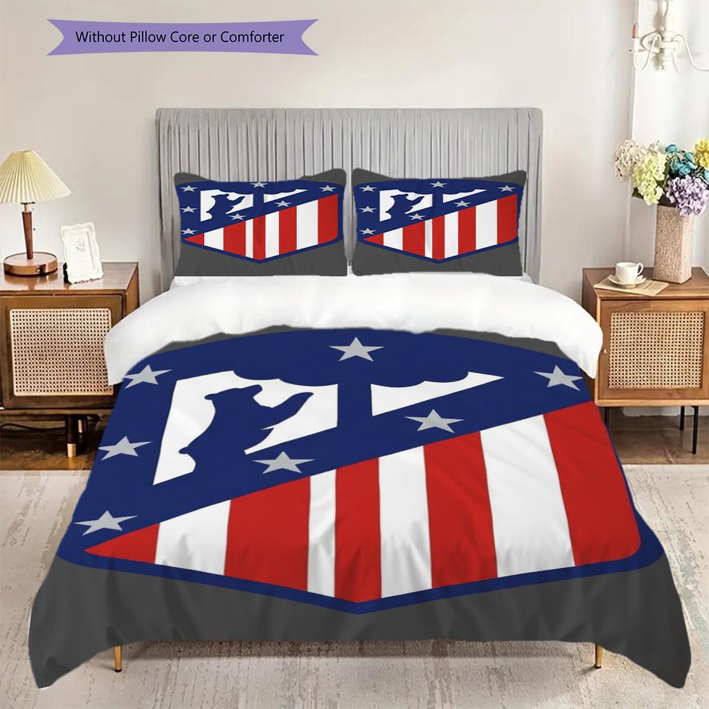 Strength Unity: Atlético Madrid Spirit Three-piece Set (1 * Duvet Cover + 2 * Pillowcase, Without Core) Duvet Cover and Pillowcase Bedding Set