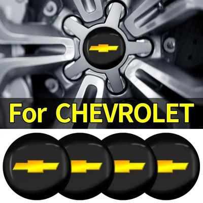BSQGD1 4Pcs Metal Car Emblem Wheel Hub Center Cap Stickers For Trax Sonic Cruze Malibu Tahoe Impala Equinox Suburban Traverse