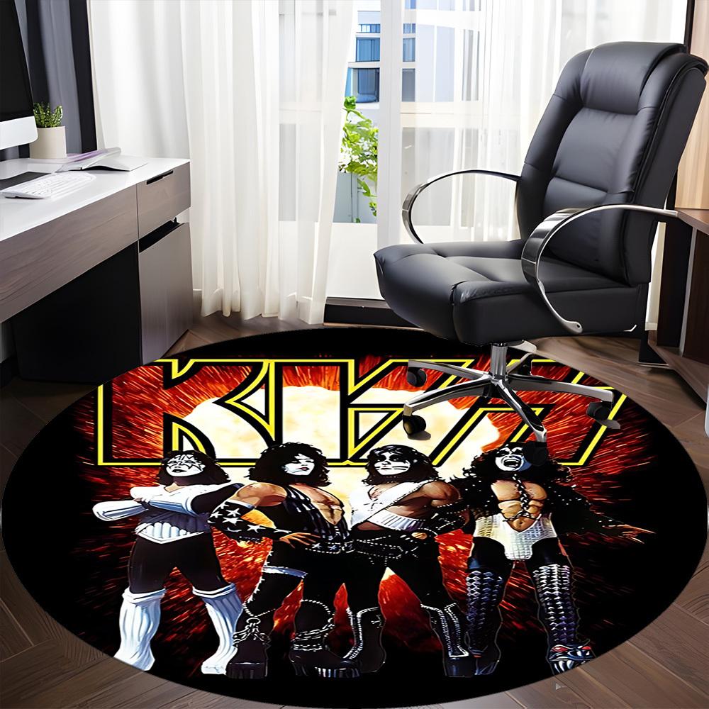 1pc KISS Band Office Round Area Rug, Under Office Chairs Bedroom Living Room Home Decor A1016286