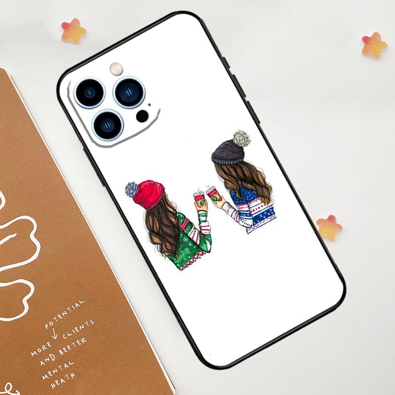 Best Friends BFF Matching Case For iPhone 15 16 14 13 12 11 Pro Max Plus X XR XS 12 13 Mini Cover Accessories