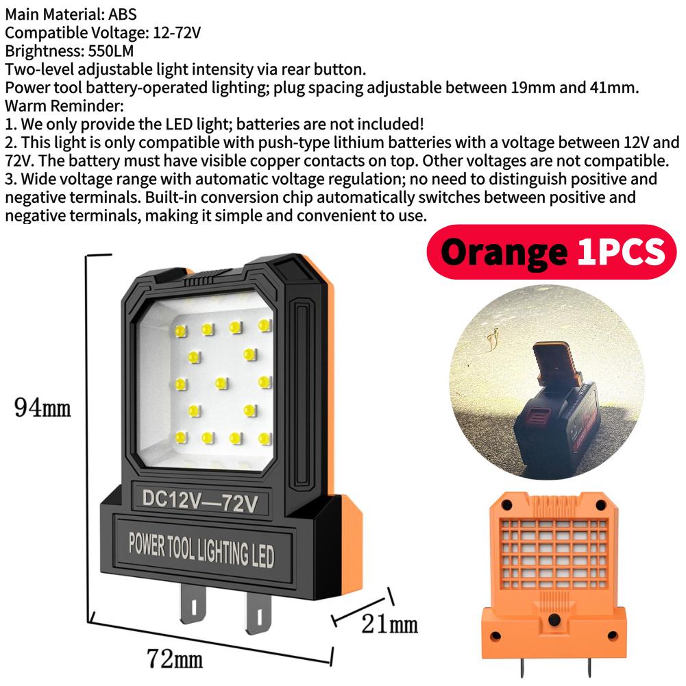 12-72V Work Lamp Light Power Tool Accessories For Makita 18V For DeWALT 20V For Milwaukee For Bosch For M18 Lithium Battery Case