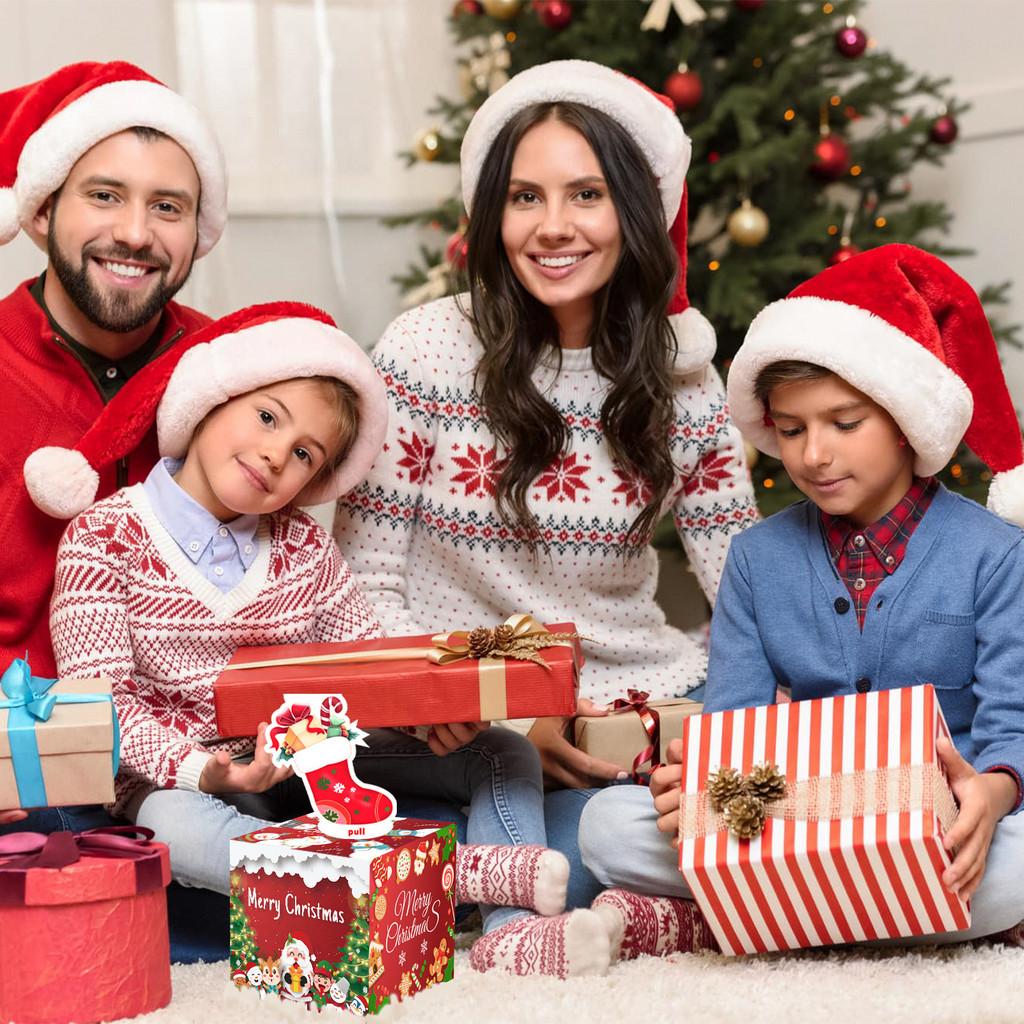 Red Christmas Theme Pattern Gift Box Holiday Decoration Props Atmosphere