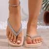 Women's Rhinestone Embellished Flip Flop Sandals Non Slip Sole Comfortable Footbed Lightweight Design Casual Summer Beach Shoes
