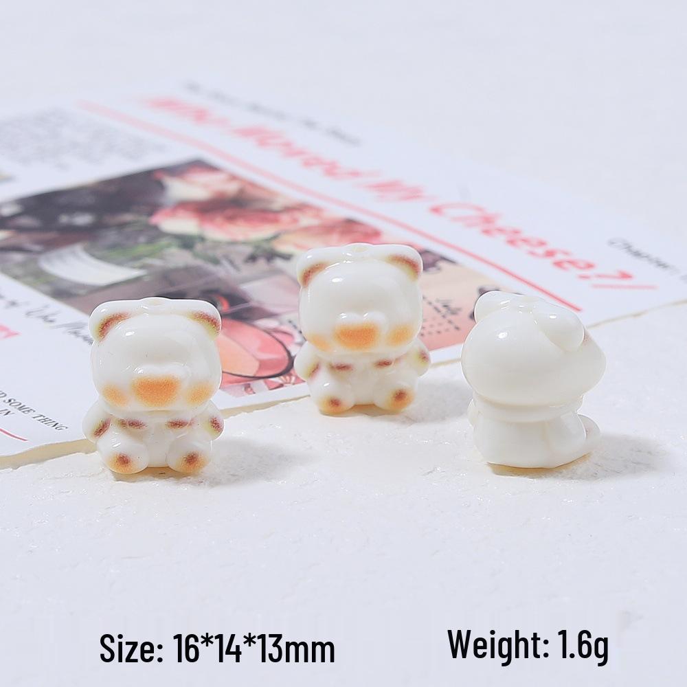 Handmade Cartoon Cat Paw Beaded Bracelet with Resin & Cream Glue