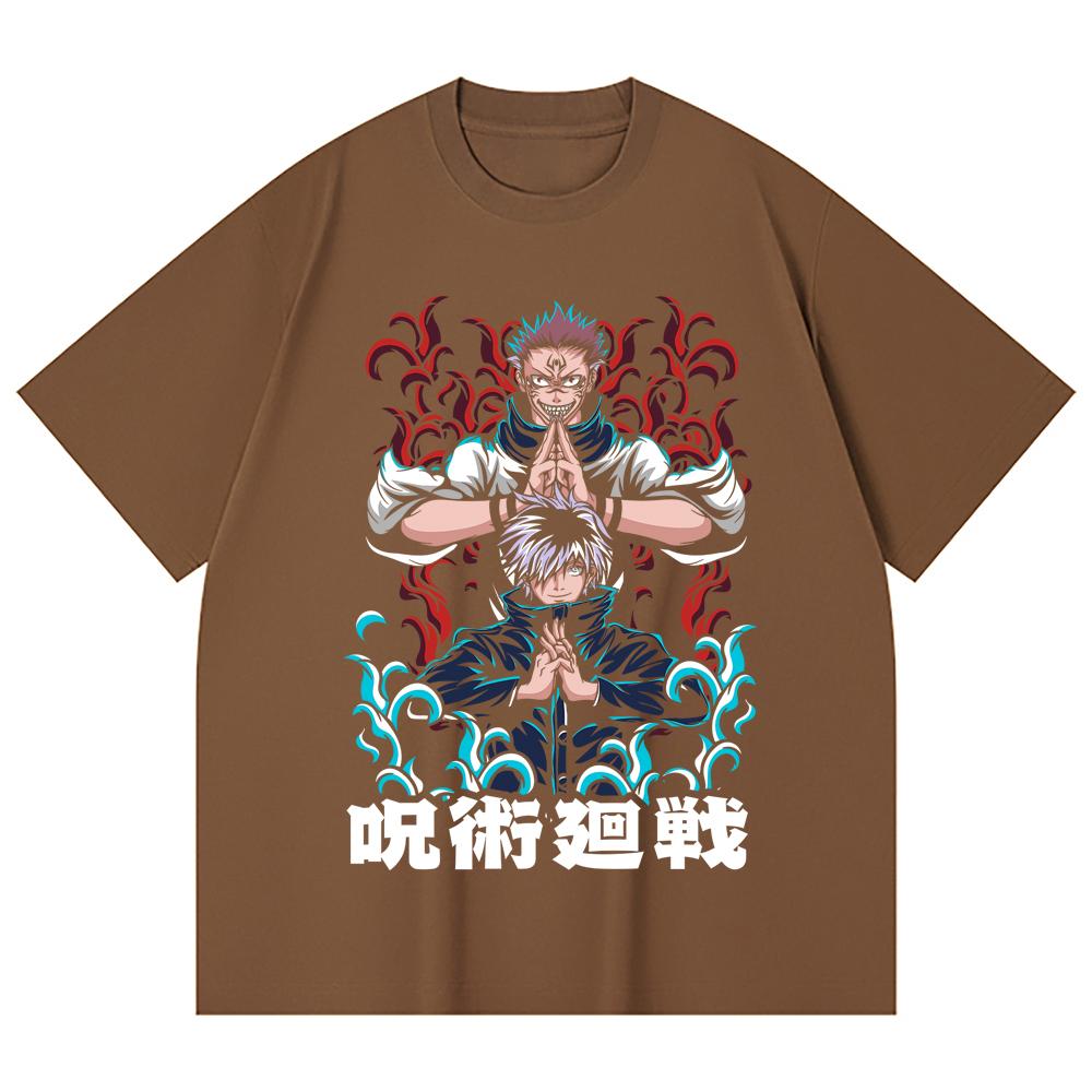 230 Gsm 100% Cotton Jujutsu Kaisen V49 Gojo Sukuna Print Unisex Heavy Cotton T Shirt