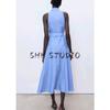Autumn New Product Women Clothes Minimalist Style Lapel Sleeveless Linen Blend Commuting Shirts Dress 17062908