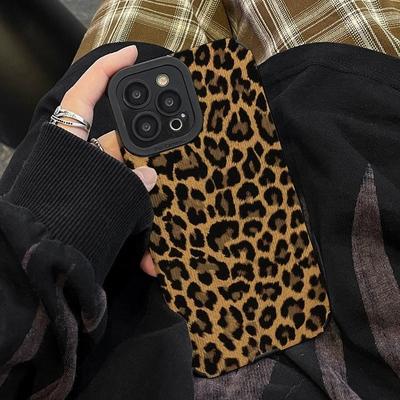 INS Braun Leopard Print Telefon Fall Für iPhone 16 15 12 13 14 11 Pro Max MiNi 7 8 Plus X XS XR SE Weiche Stoßfest Stoßstange Abdeckung Funda