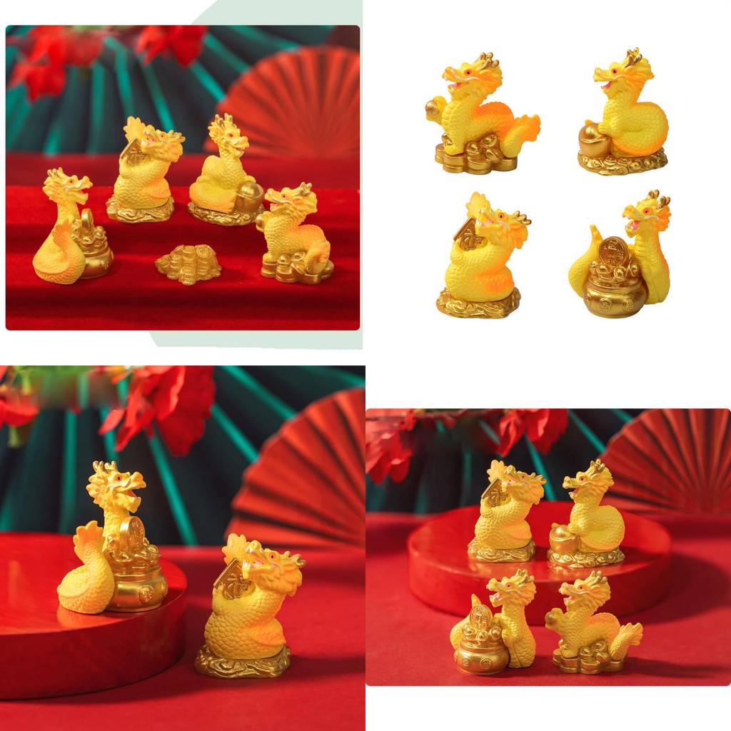 Premium Golden Dragon Desktop Decor With Auspicious Symbols For Car Or Home