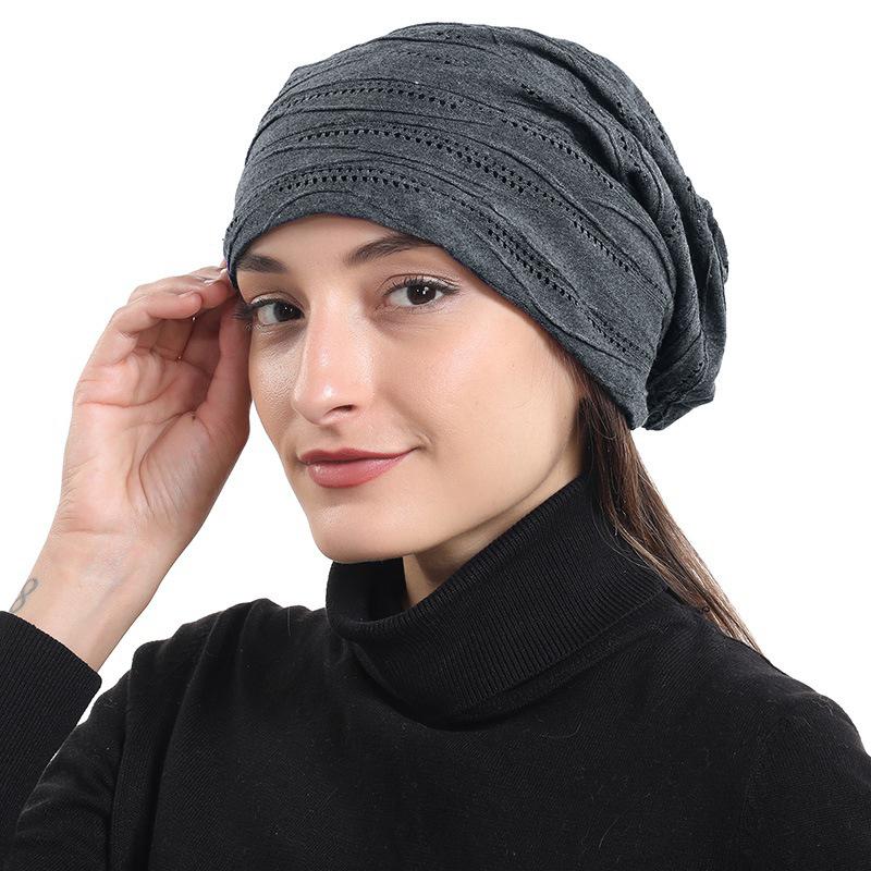 1Pc Thin Elastic Slouchy Lightweight Headscarf Cap Breathable Unisex Casual Beanie Trendy Solid Color