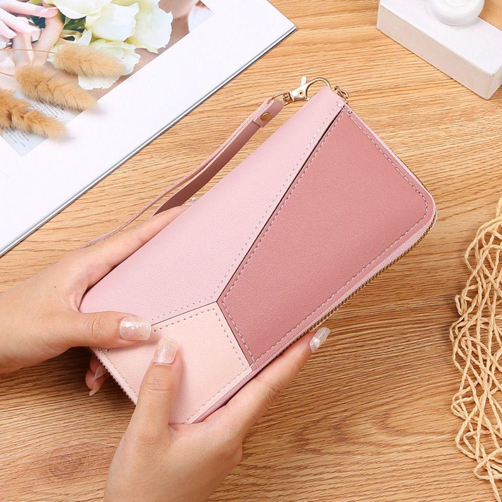 PU Leather Zipper Wallets Large Capacity Lightweight Womens Long Purses Multiple Card Slots Wear-resistant Coin Purse Outdoor