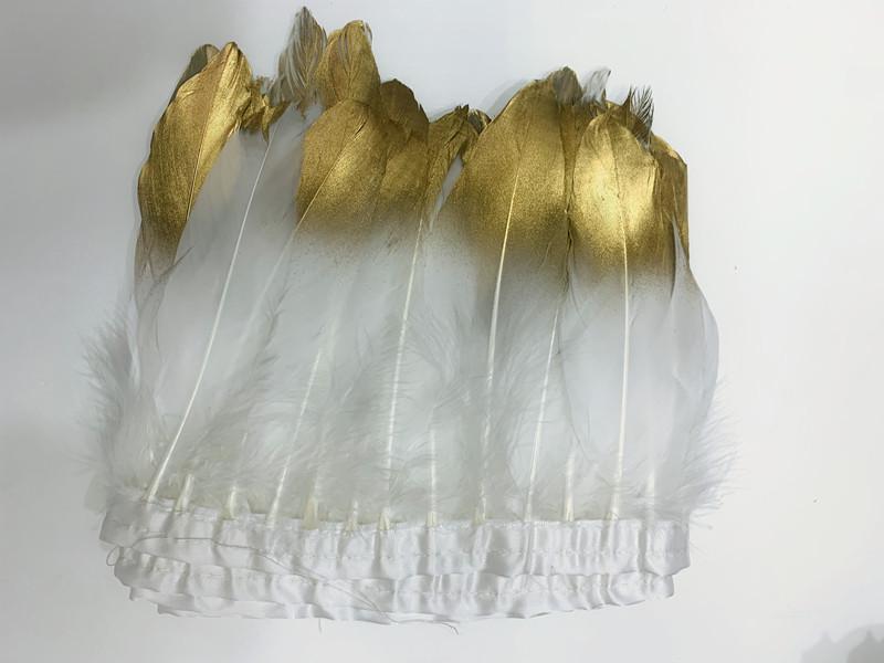 Goldener Gänsefeder Stoffkantenstreifen für Röcke – 2 Meter, Ideal für Feder-Requisiten & Bekleidungsaccessoires