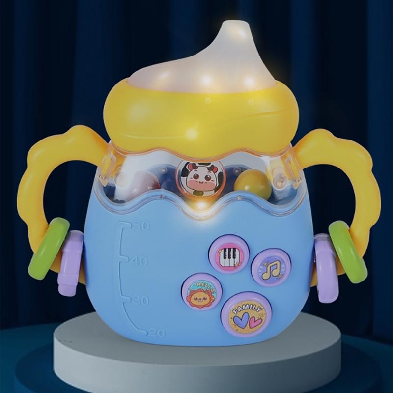 Electric Rattle Hand Bells Baby Music Rattle Teething Bottle Toy Educational Rattle Phone Toy for Infant Birthday Gift