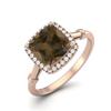 2.86 Ctw Cushion Smoky Quartz 925 Sterling Silver Rose Vermeil Solitaire Halo Women Wedding Ring