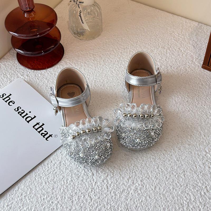 2026 Girls  Shiny Crystal Princess Dance Sandals - Non-Slip Soft Sole 24