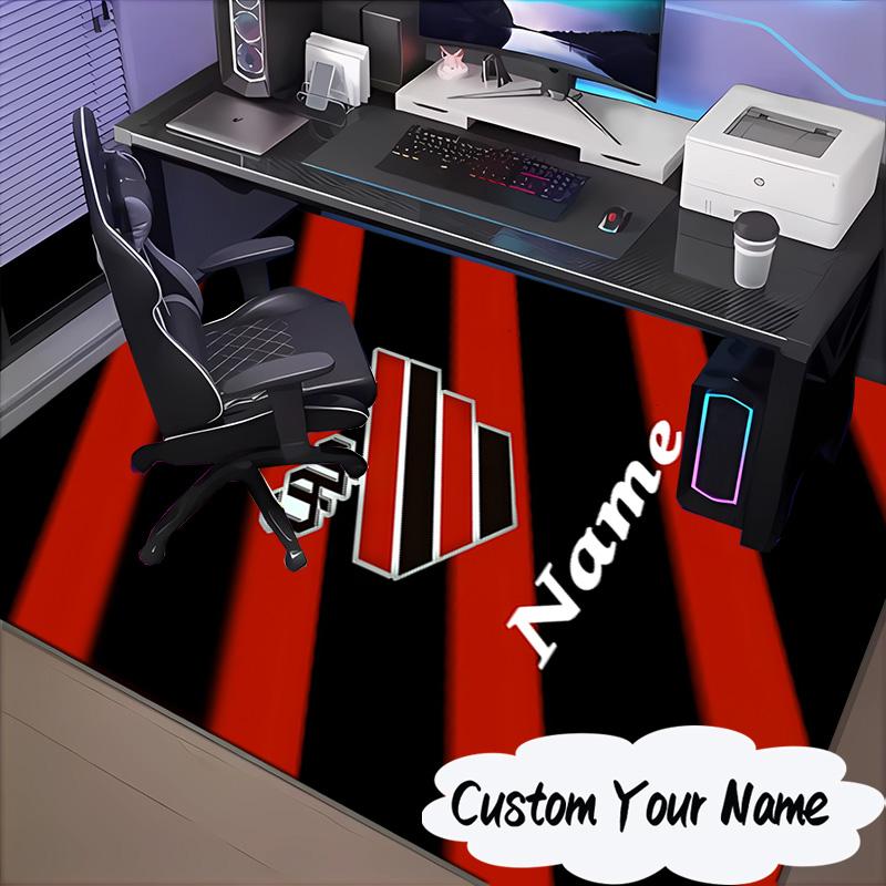 Custom Name Cap Logo Design Rug for Living Room, Game Rooms, Office, Bedroom, Floor Mat Playful Design, Fan Gifts Christmas Decor