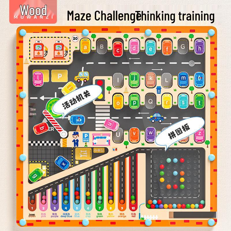 Kids Wooden Magnetic Maze: Pencil Control, Logical Thinking & Concentration Toy for Ages 3-6