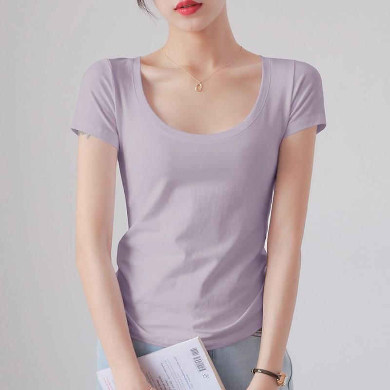 Women's Slim Fit White Round Neck Pure Cotton Short Sleeve T-Shirt - Summer 2025