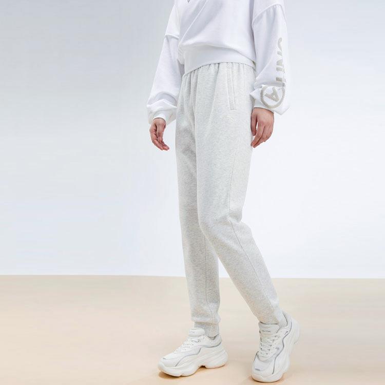 Anta Solid Color Cuffed Fleece Knit Sports Pants Women bottoms 962547312-2