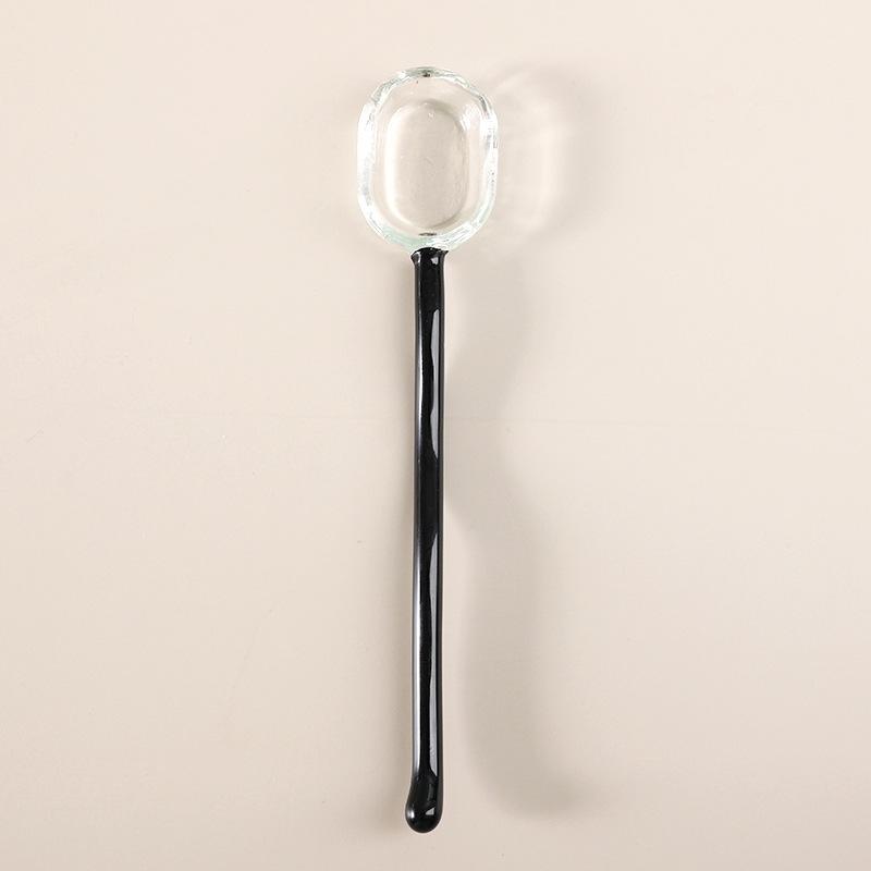 

Ложка десертная молочная Цветная Пасторальная Прозрачная Жаростойкая Стеклянная Ложка Милая С длинной ручкой Ложка для перемешивания кофе чёрный