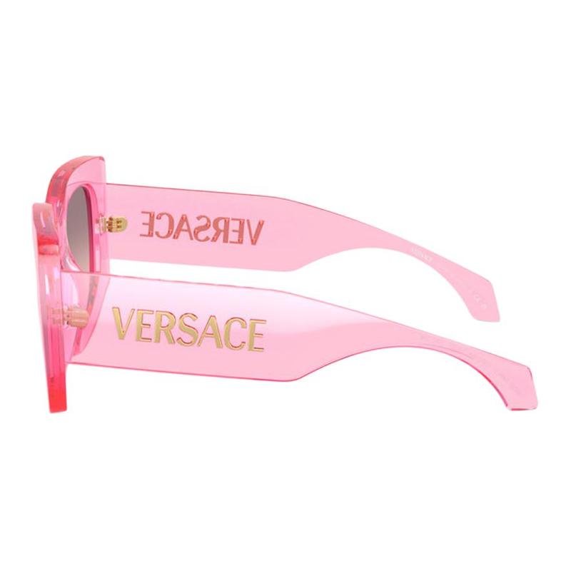 Versace Temples Decorated with Iconic Brand Logo Injection Molded Square Sunglasses Women's Pink 24702036 O4496U-O53705M54_RTU_TU_ONUL-Pink F