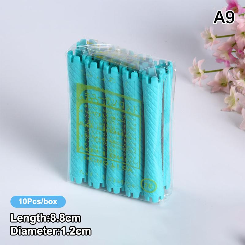 10Pcs Diy Heatless Lengthened Hair Roller Stick Perm Tools Hollow Design Spiral Hair Curler Magic Curls Curly Hair Styling Kits
