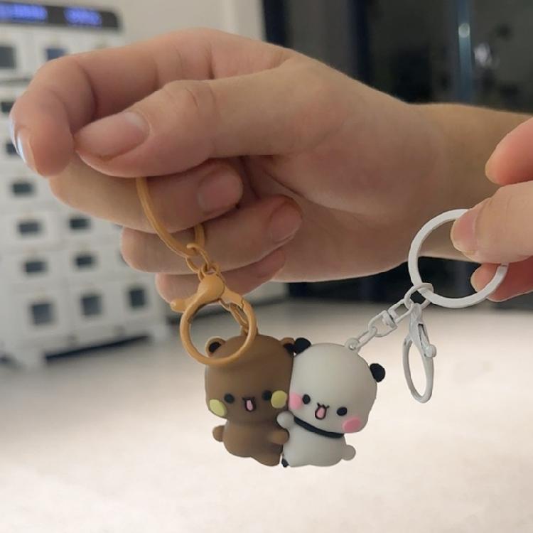Magnetic Closure Panda Keychain Pendant Decoration Cute Cartoon Design Backpack Charm Gift for Students 1pc/2pcs