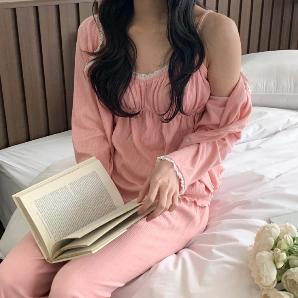 

Комплект домашней одежды из 3 предметов пижамы с оборками Blue City