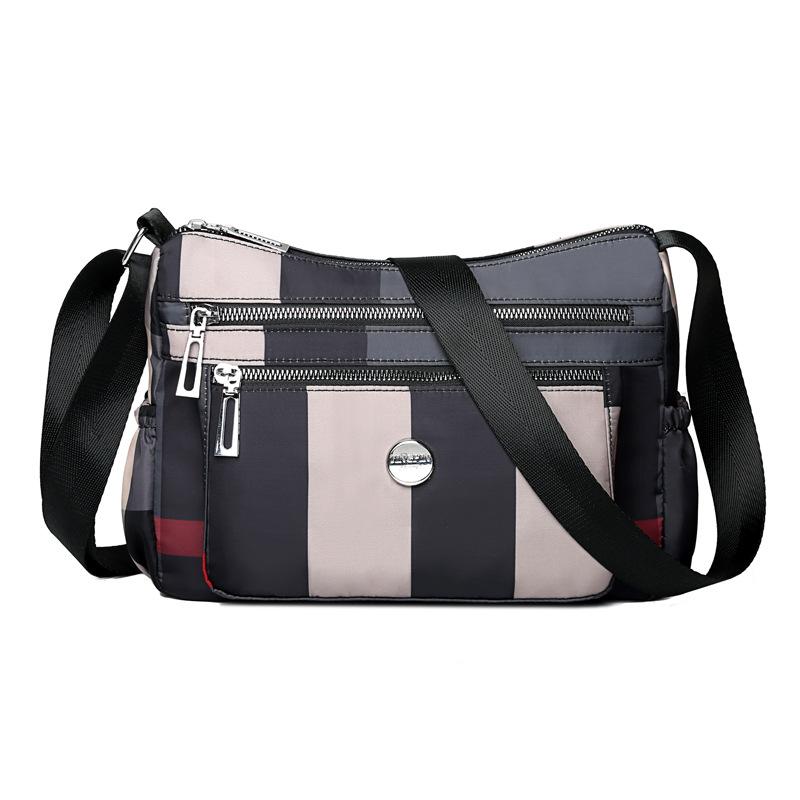 

Высококачественная вместительная новая сумка для женщин среднего возраста, из ткани Оксфорд, многослойная, на одно плечо, сумка кроссбоди, клетчатая, трендовая маленькая квадратная сумка KTY 25x11x18cm серый