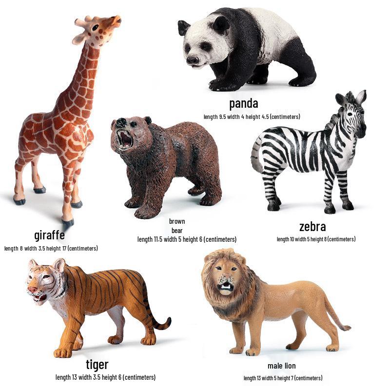 Wildlife Simulation Model: Tiger, Lion, Panda, Elephant, Rhinoceros, Kangaroo, Leopard, Horse, Sheep Toy Set