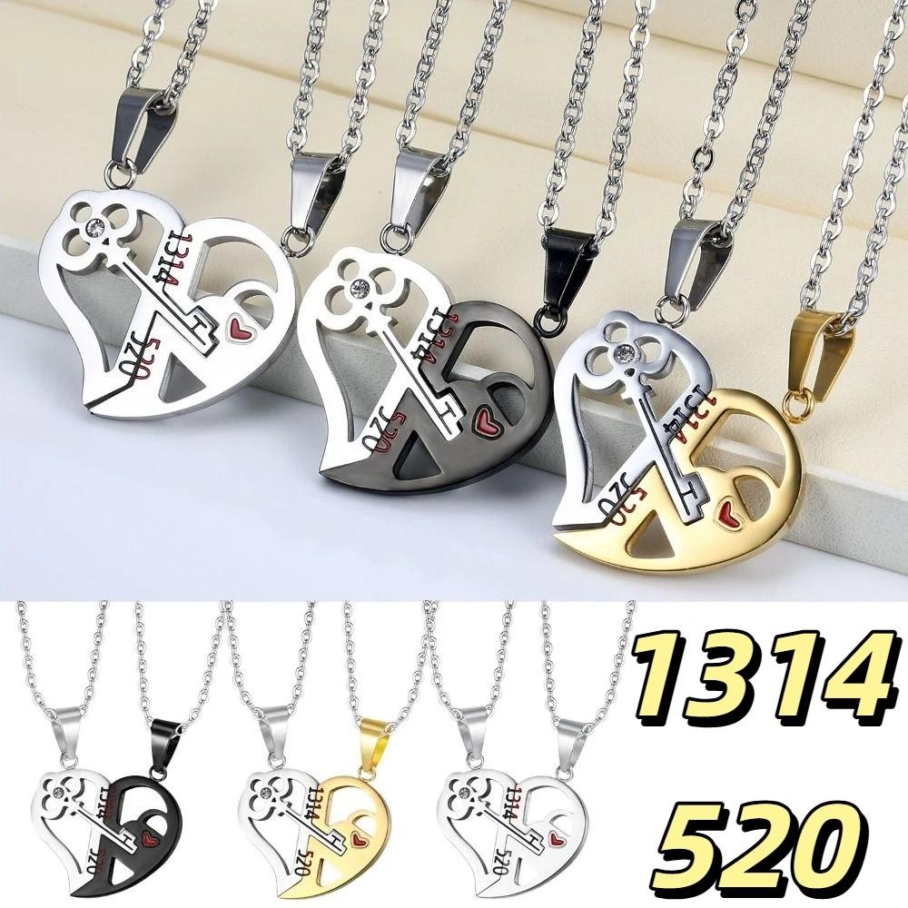 Personalized Design Couple Necklace Fashion Stitching Key Lock Jewelry  Valentine'S Day Gift