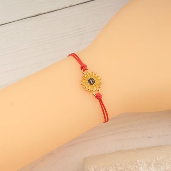2Pcs Braided Bracelets, Adjustable Drawstring Design Friendship Bracelets, Chrysanthemum Pendant Friendship Wristbands for Versatile Daily Wear