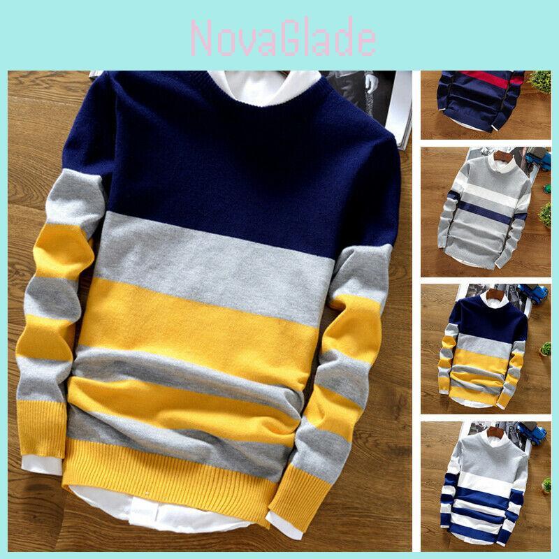 Eleganti Maglioni da Uomo Casual a Manica Lunga Lavorati a Maglia Larghi, Top per Ogni Stagione