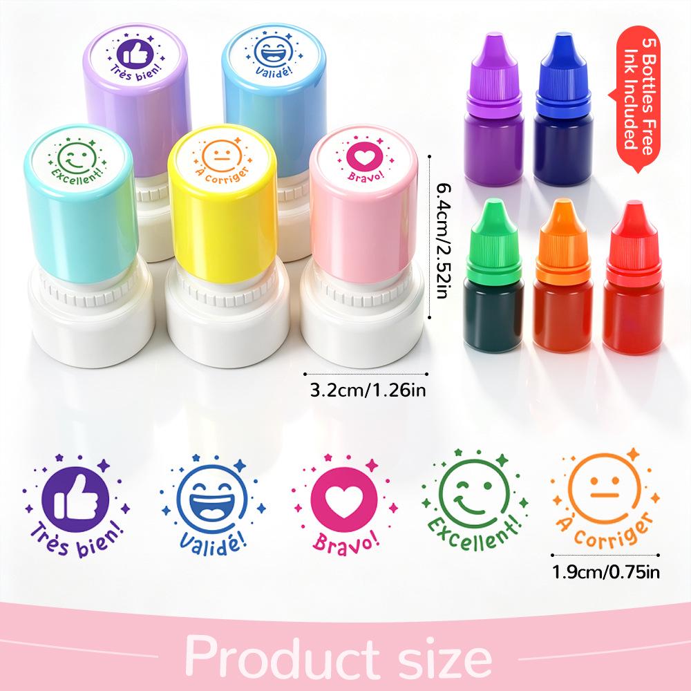 5 Morandi Color Teacher Comment Stamps: Encouragement and Reward Stamps for Kids