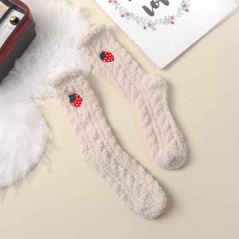 Women In Autumn and Winter Add Velvet and Thick Warm Home Floor Moon Son Non Slip In Tube Socks