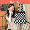 Sac cabas à carreaux en tricot style coréen tendance pour femmes Tissu doux