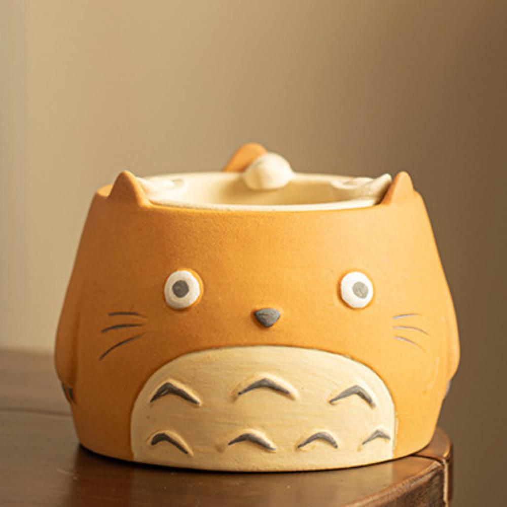 Cute Cat Coarse Pottery Roasted Tea Kettle Winter Tea Brewing Around The Stove Candle Warmer Milk Tea Jar Side Handle Pot Base