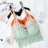 Moda donna pizzo floreale bralette top estivo scollo a V canotte crop top reggiseno cinturino per spaghetti donna canotta gilet reggiseno intimo
