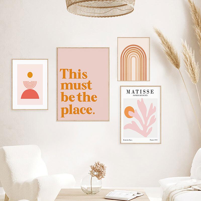 Matisse Pink Orange Wall Art Canvas Painting Boho Nordic Plants Leaves Posters and Prints For Living Room Home Decor