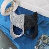 Halbgesichtsmaske Venezianische Maske Strasssteine Maskenball Maske Katzenmaske Maskenball Maske für Halloween Karneval Cosplay