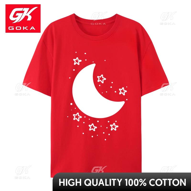 Cool Moon and Stars Night Sky Celestial Design Classic T Shirt for Unisex Cotton Tops Shirt Tshirts New Coming S