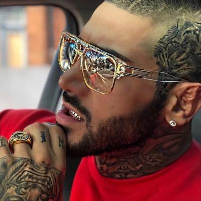 Non-polarized Square Sunglasses for Men Classic Oversized Sun Glasses Retro Semi Rimless Metal Frame Retro Eyeglasses Women