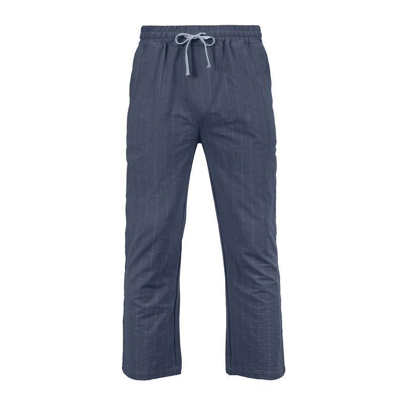 2026 Men's Linen Summer Pants Beach Pants Drawstring Vertical Stripes Straight Casual Breathable Comfortable Long Trousers