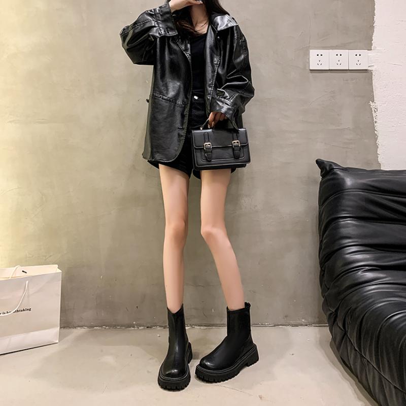 Women's Winter Thick Sole Ankle Boots Round Head Square Heel Anti-slip Women Boots Middle Follow Outdoor Leisure Fashion Shoes