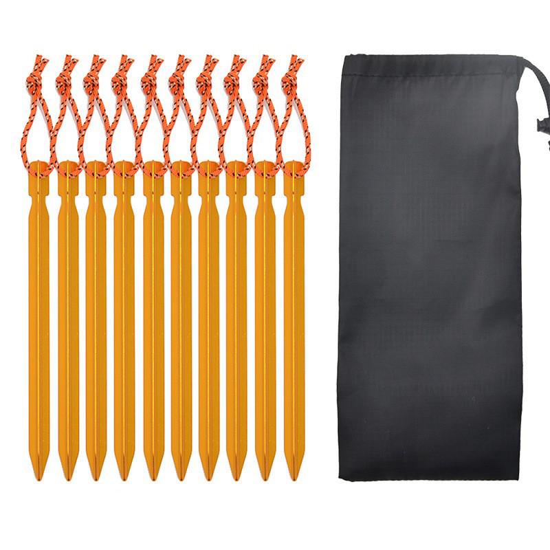 Ultra-light Aluminum Camping Tarp Set: Tent Stakes, Windproof Rope & Buckles, 18cm Triangular Ground Stakes