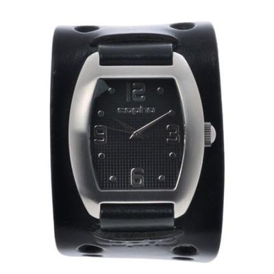 COPHA TEASER Watch with Scandinavian Limited Edition Quartz Officially Hippie Black X Black Leather Band Women's Tonneau-Shaped Design, Movement,
