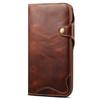 Wallet Phone Shell for iPhone 14 Pro Case Waxy Genuine Cow Leather Cover with Card Slot