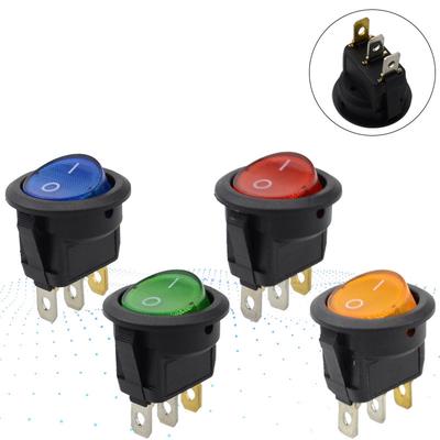 Car 220V Round Rocker Dot Boat LED Light Toggle Switch SPST ON/OFF Electric Controls 12V KCD1
