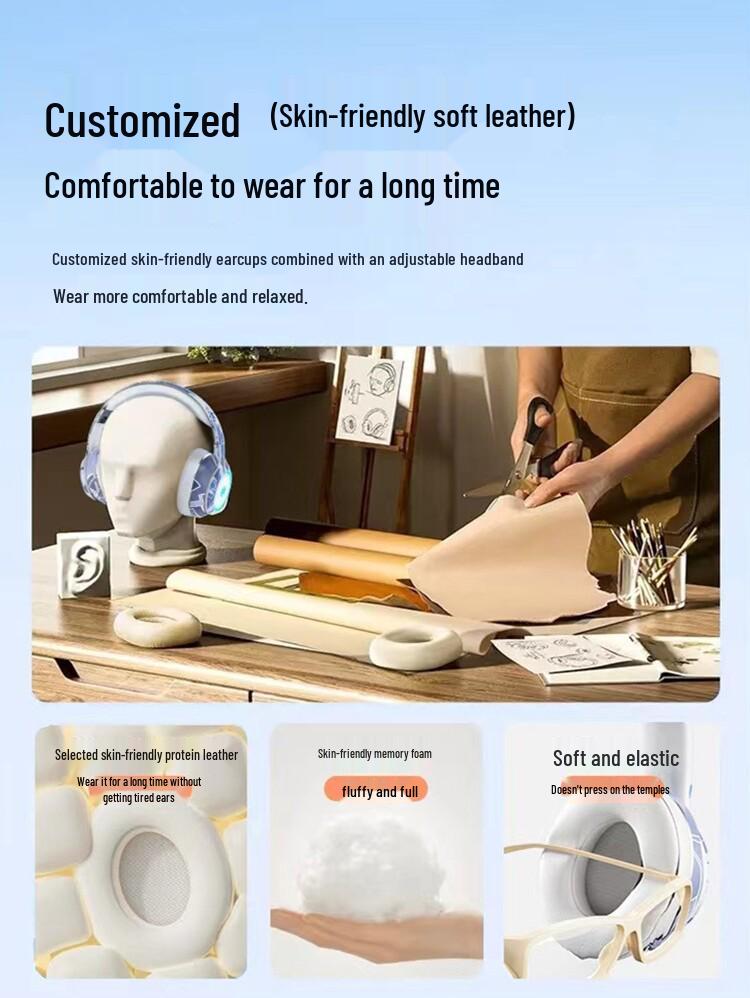 Noise-Cancelling Over-Ear Wireless Bluetooth Headphones with Card Slot and Long Battery Life for Gaming and Universal Compatibility