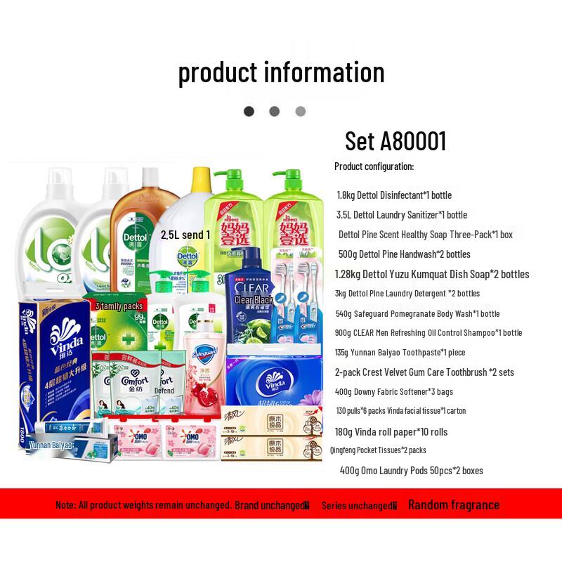 Clear Shampoo, Dettol Disinfectant & Safeguard Shower Gel Set